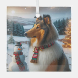 Collie Holiday  Glas Ornament