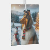 Collie Holiday  Glas Ornament (Voorkant Rechts)