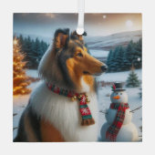 Collie Holiday  Glas Ornament (Achterkant)
