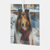 Collie Holiday  Glas Ornament (Voorkant links)