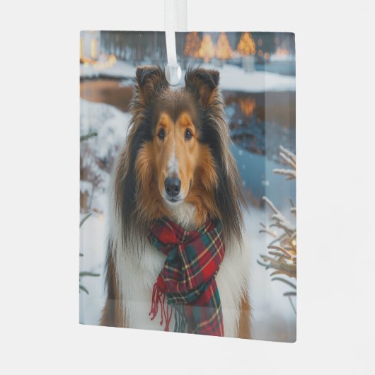 Collie Holiday  Glas Ornament (Voorkant links)