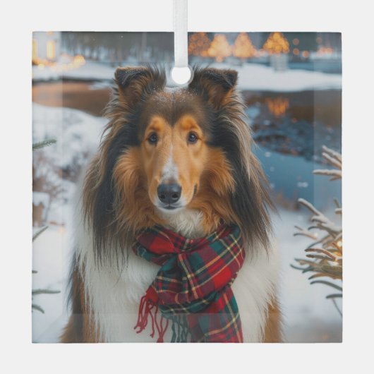 Collie Holiday  Glas Ornament (Voorkant)