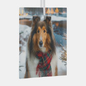 Collie Holiday  Glas Ornament (Voorkant Rechts)