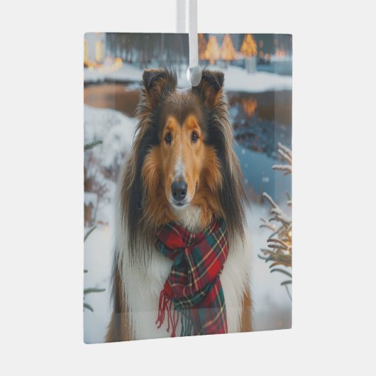 Collie Holiday  Glas Ornament (Voorkant Rechts)