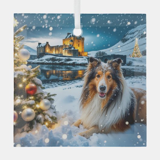 Collie Holiday  Glas Ornament (Voorkant)