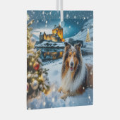 Collie Holiday  Glas Ornament (Voorkant Rechts)