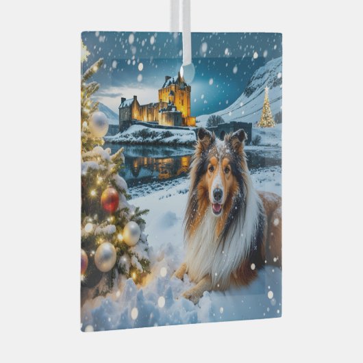 Collie Holiday  Glas Ornament (Voorkant Rechts)