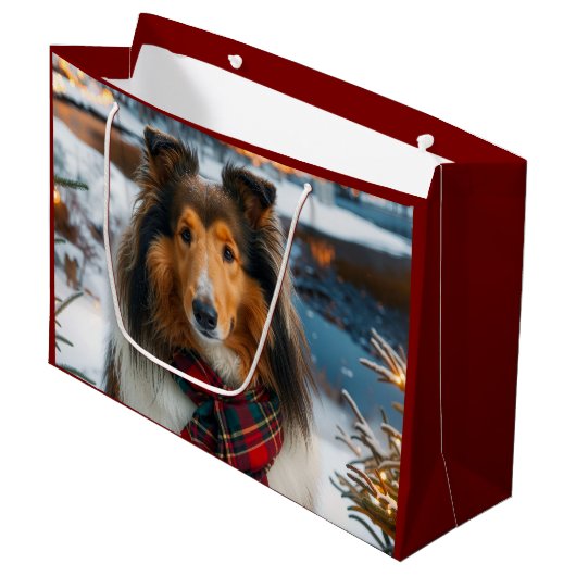Collie Holiday  Groot Cadeauzakje (Voorkant Gekanteld)