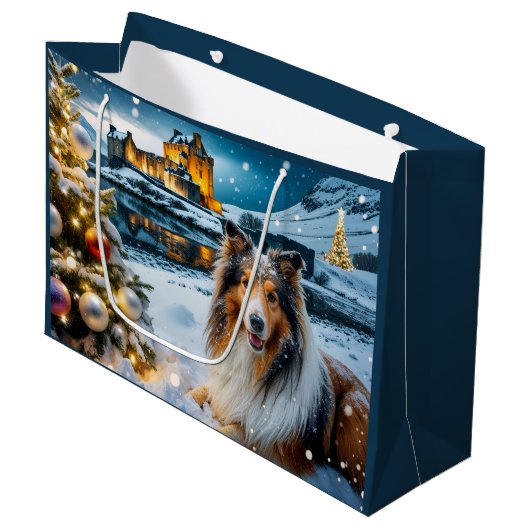 Collie Holiday  Groot Cadeauzakje (Voorkant Gekanteld)