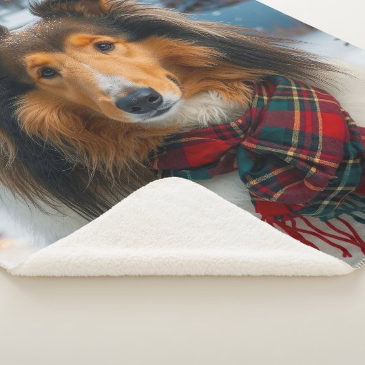 Collie Holiday Sherpa Blanket Sherpa Deken (3/4)