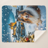 Collie Holiday Sherpa Deken (Voorkant (horizontaal))