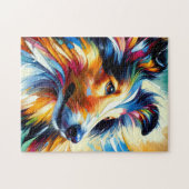 Collie Hond Acryl Print | Kleurrijk | Levendig Legpuzzel (Horizontaal)