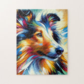 Collie Hond Acryl Print | Kleurrijk | Levendig Legpuzzel (Verticaal)