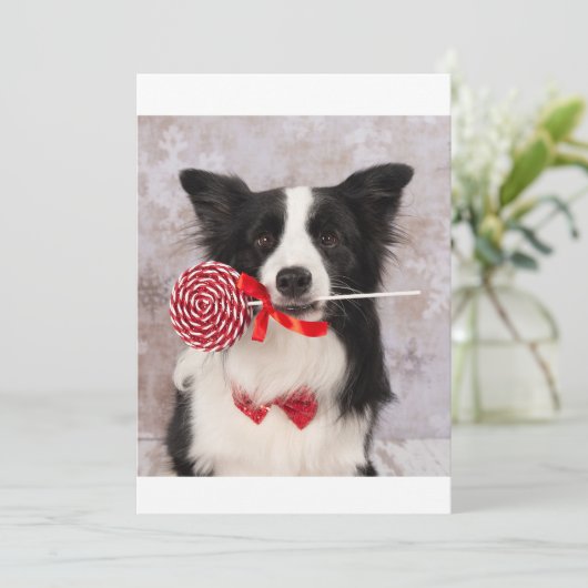 Collie hond feestdagenkaart (Staand voorkant)