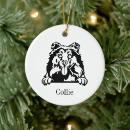 Collie hond gepersonaliseerd huisdier ornament, Cu Keramisch Ornament