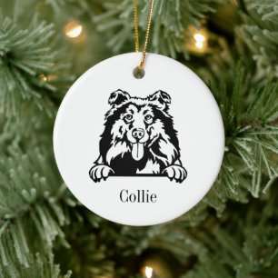 Collie hond gepersonaliseerd huisdier ornament, Cu Keramisch Ornament