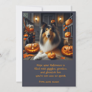 Collie hond Halloween voor kinderen  Feestdagenkaart