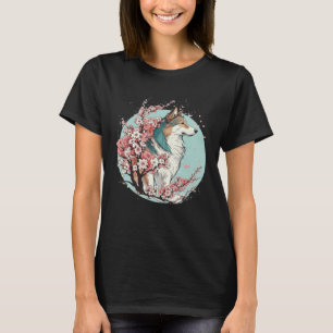 Collie Hond Kersenbloesem Hondenras Japans Water T-shirt