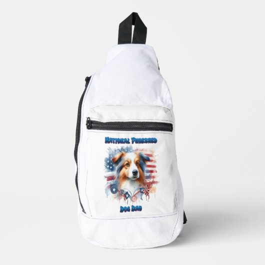 Collie Hond met Amerikaanse vlag Sling Bag (Voorkant)