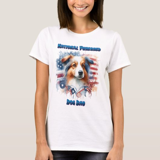 Collie Hond met Amerikaanse vlag T-shirt (Voorkant)