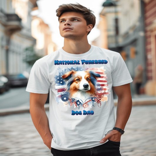 Collie Hond met Amerikaanse vlag T-shirt