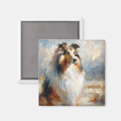 Collie Hond - Trouwse Blik Schilderij Magneet (Voorkant / Achterkant)
