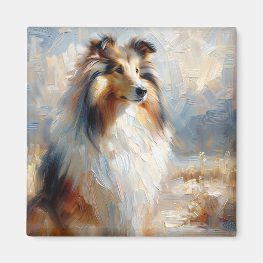 Collie Hond - Trouwse Blik Schilderij Magneet (Voorkant)