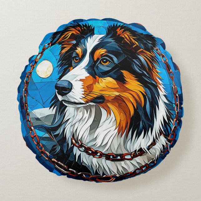 Collie-hondenliefhebber cadeau rond kussen (Voorkant)