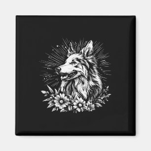 Collie Hondenliefhebber Retro Style Tattoo Magneet