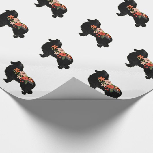 Collie Hondenras Bohemian Floral Silhouette Cadeaupapier (Hoek)