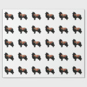 Collie Hondenras Bohemian Floral Silhouette Cadeaupapier (Vlak)