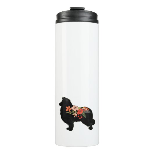 Collie Hondenras Bohemian Floral Silhouette Thermosbeker (Voorkant)
