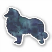 Collie Hondenras Silhouette Black Waterverf Sticker (Voorkant)