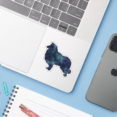 Collie Hondenras Silhouette Black Waterverf Sticker (Laptop met iPhone)