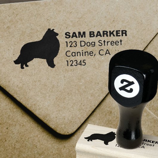 Collie Hondenras Silhouette retouradres Rubberstempel