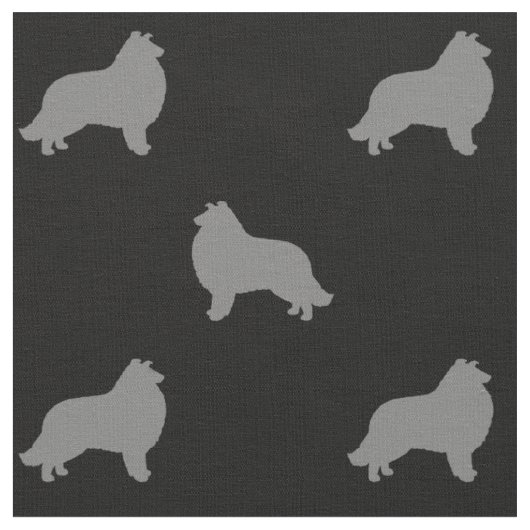 Collie Hondenras Silhouettes Patterned Stof (Close Up)