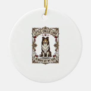 Collie-hondliefhebbers T-shirt met vintage gravure Keramisch Ornament