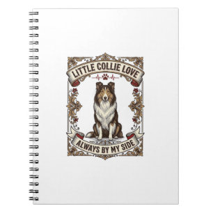 Collie-hondliefhebbers T-shirt met vintage gravure Notitieboek