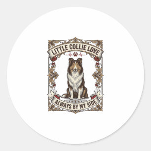Collie-hondliefhebbers T-shirt met vintage gravure Ronde Sticker