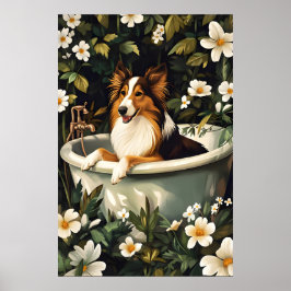 Collie in badposter, Grappige hondposter, Collie Poster