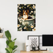 Collie in badposter, Grappige hondposter, Collie Poster (Thuiskantoor)