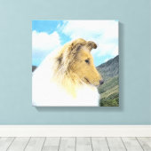 Collie in bergen (ruw) Schilderen - Dog Art Canvas Afdruk (Insitu (Houten vloer))