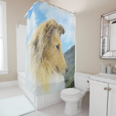 Collie in bergen (ruw) Schilderen - Dog Art Douchegordijn (In situ)