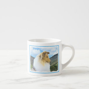 Collie in bergen (ruw) Schilderen - Dog Art Espresso Kop