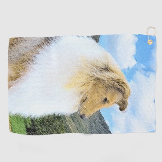 Collie in bergen (ruw) Schilderen - Dog Art Golfhanddoek (Horizontaal)