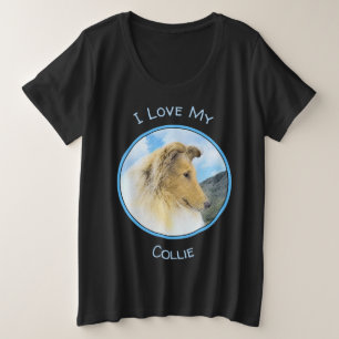 Collie in bergen (ruw) Schilderen - Dog Art Grote Maat T-shirt