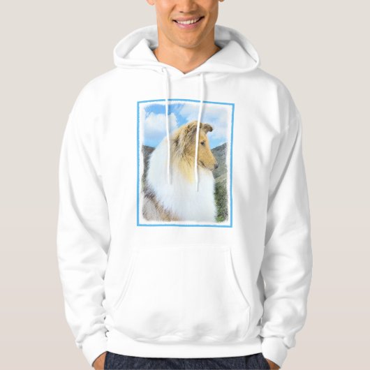 Collie in bergen (ruw) Schilderen - Dog Art Hoodie (Voorkant)