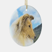 Collie in bergen (ruw) Schilderen - Dog Art Keramisch Ornament (Rechts)