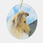 Collie in bergen (ruw) Schilderen - Dog Art Keramisch Ornament (Links)