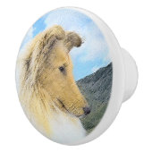 Collie in bergen (ruw) Schilderen - Dog Art Keramische Knop (Rechts)